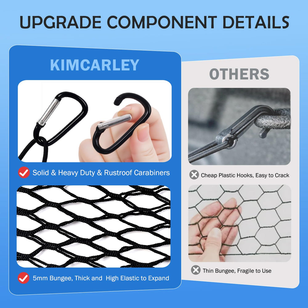 KimCarley collapsible cargo net stores flat when not in use.