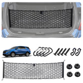 KimCarley Envelope-Style Cargo Net installed in Equinox trunk for secure grocery storage.
