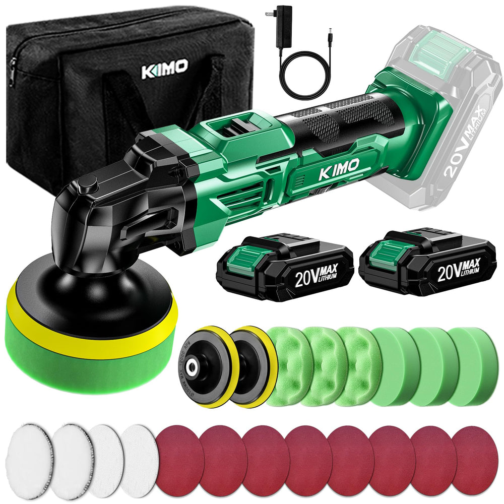 KIMO 20V buffer polisher kit for cordless car detailing on the go