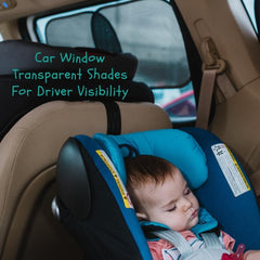 Kinder Fluff four-pack on side window providing UV protection