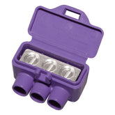 King Innovation 95110 front view, purple three-port connector for aluminum and copper wiring.
