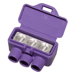King Innovation 95110 front view, purple three-port connector for aluminum and copper wiring.