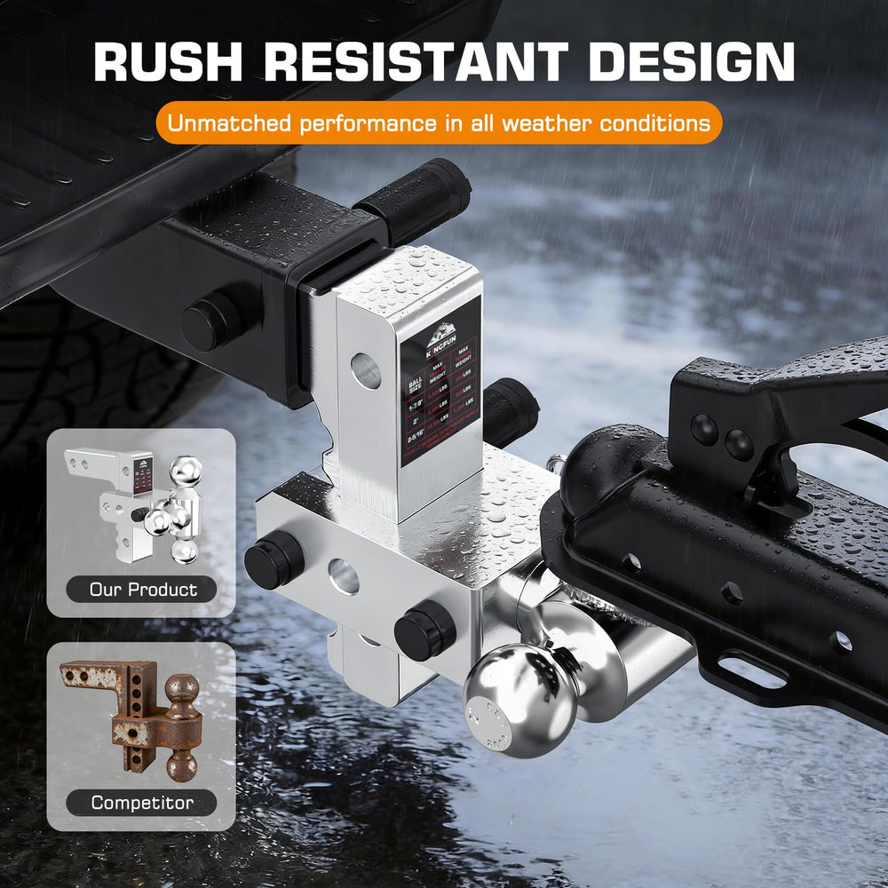 Kingfun 2-inch receiver fit ensures secure trailer connection.