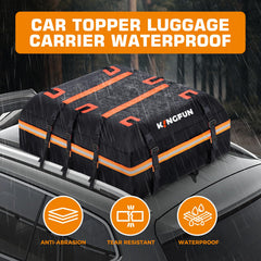 Kingfun rooftop cargo bag demonstrates easy installation for quick setup.
