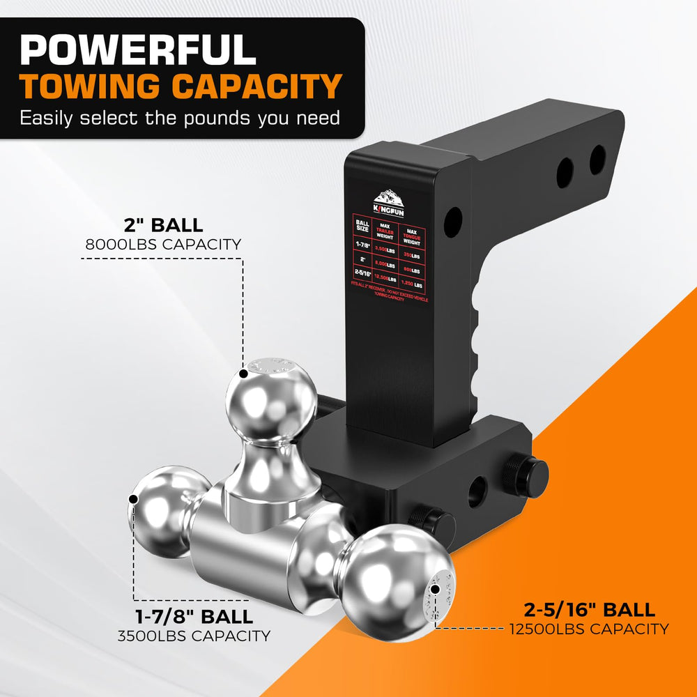 Kingfun 1-7/8in ball with GTW up to 3,500 lbs for lighter trailers