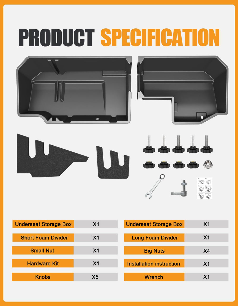 KINGGERI 12-month warranty provides assurance on under-seat storage.