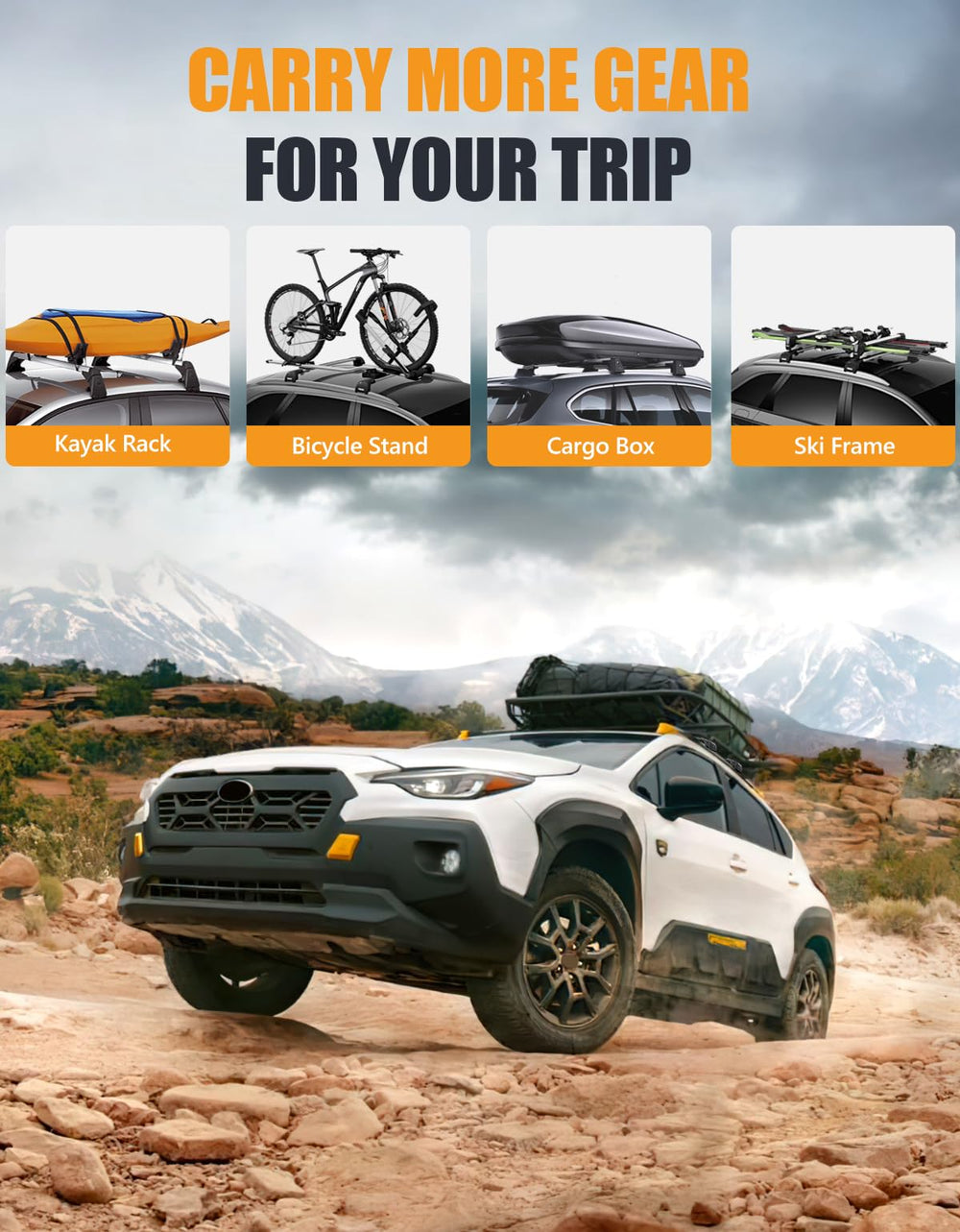 Adjustable width crossbars fit varied Crosstrek roof configurations securely