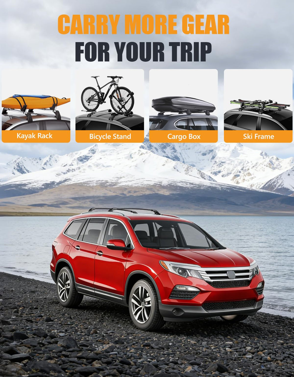 KINGGERI cargo on the roof is stable with rugged aluminum.