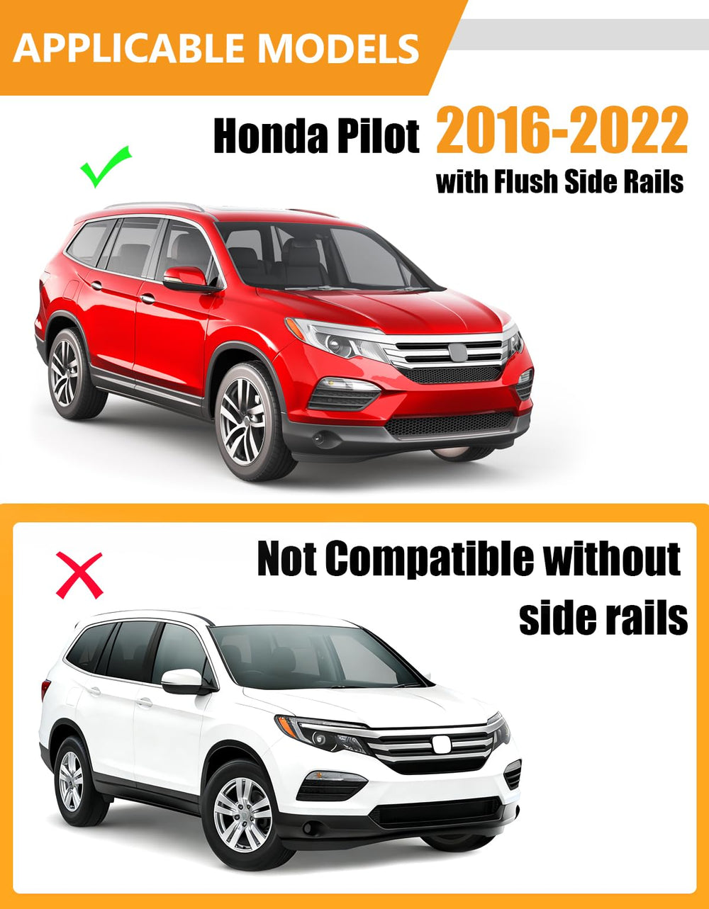 KINGGERI Honda Pilot flush side rails integration for a clean look.