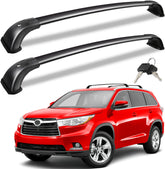 KINGGERI lockable cross bars for Highlander rails, secure luggage on family road trips.