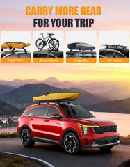 KINGGERI cross bars feature tie-down loops for secure roof cargo.