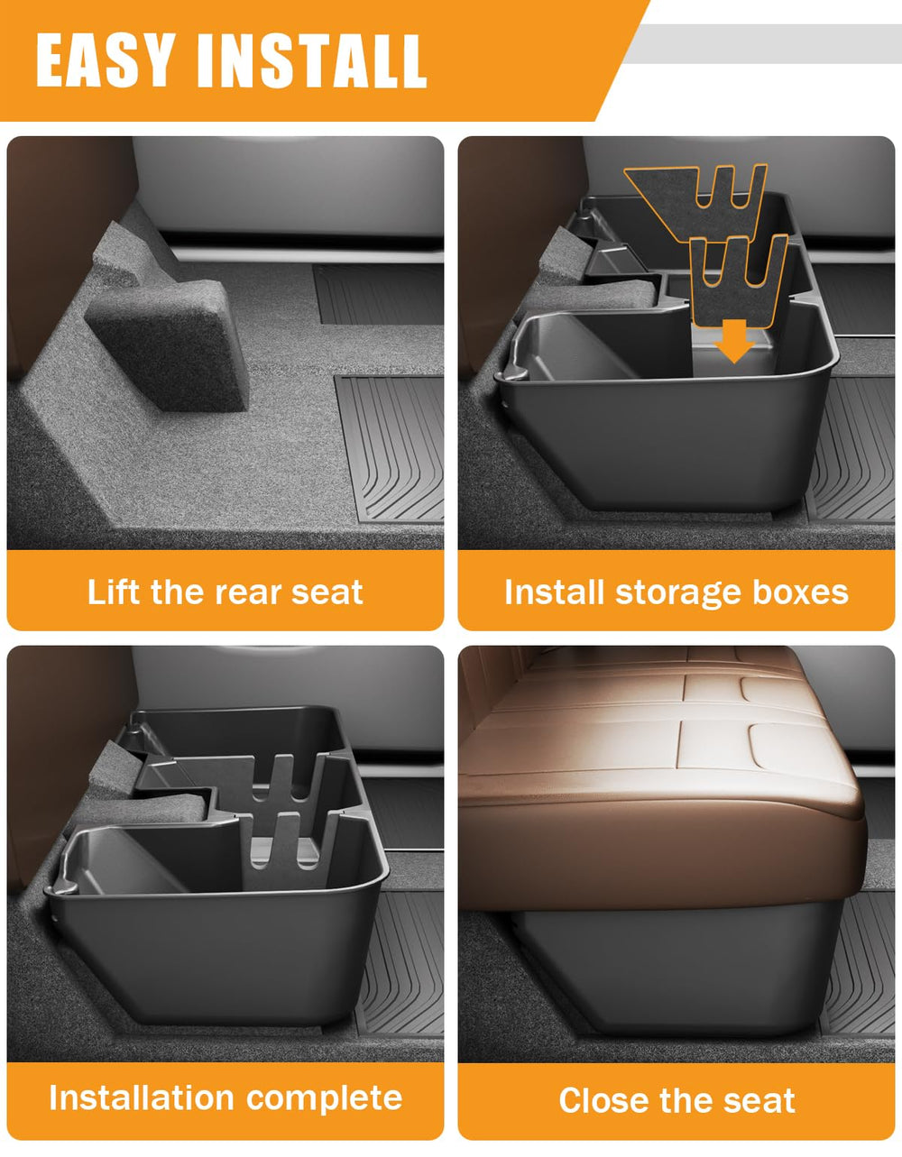 KINGGERI under-seat storage holding tools and jumper cables securely.