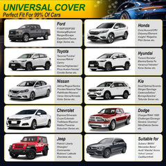 Kingphenix universal fit visual demonstrates compatibility with most cars.