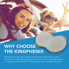 Kingphenix compact portable cushion fits car seats, desks, and wheelchairs.