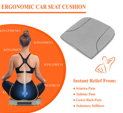 Kingphenix Premium Car Seat Cushion in W-shaped ergonomic pose for posture support.