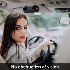 KINIVA magnetic closure car visor holder allows quick one-handed access while driving.