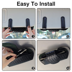 Magnetic closure shown for one-handed access to eyewear in the car.