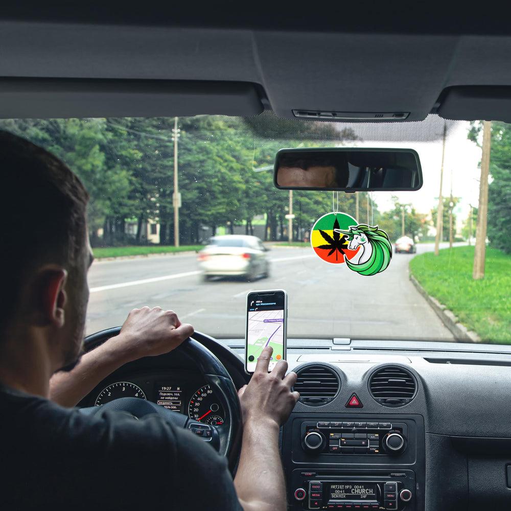 Kirako rearview mirror accessory doubles as decor and scent booster.