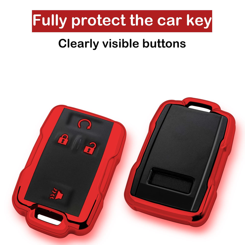 Colorado/Silverado key fob covered in red TPU for durable protection.