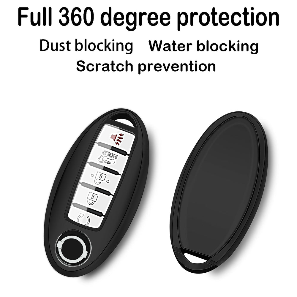 Kirsnda Nissan key fob cover close-up; transparent surface keeps buttons visible.