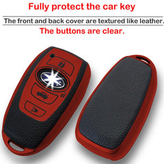 Red Kirsnda 4-button Subaru key case fitting BRZ, Outback, Forester models