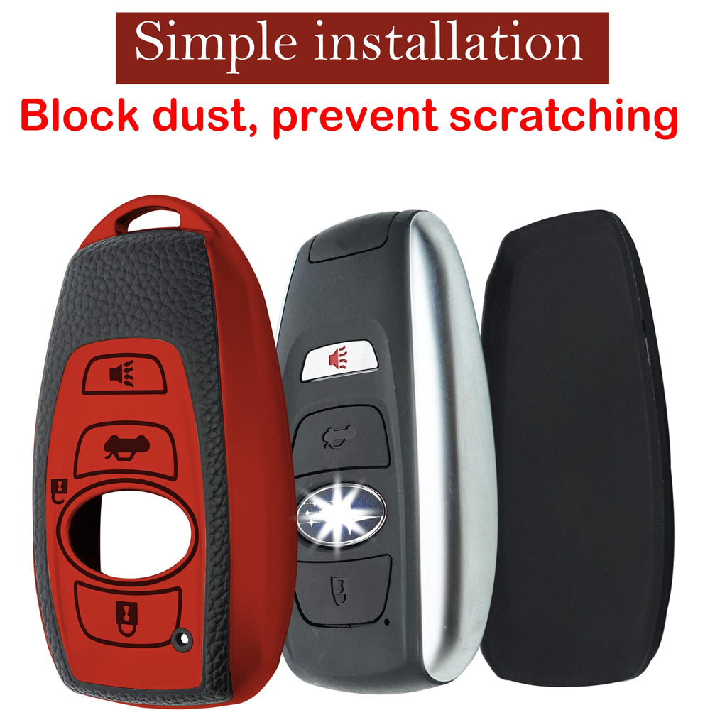 Kirsnda red keychain attachment with Subaru cover for easy carry