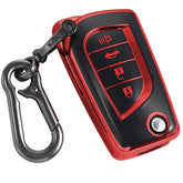 Kirsnda Toyota key fob cover red, front view, soft TPU protection for everyday keys.
