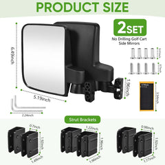 KISEER 180-degree adjustable mirror offers precise rear visibility for EZGO, Club Car, Yamaha.