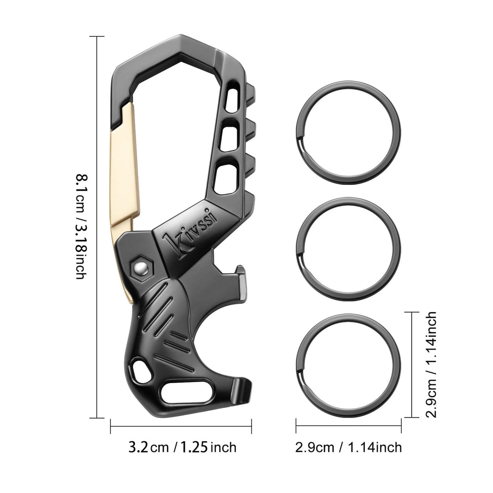 Kivssi keychain design highlighting three rings to organize multiple keys.