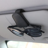 KIWEN sunglasses holder on car visor with magnetic leather clip securely holds eyewear