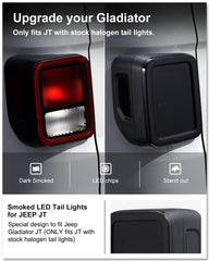 Kiwi Master black housing LED tail light on Jeep Gladiator JT for rugged look