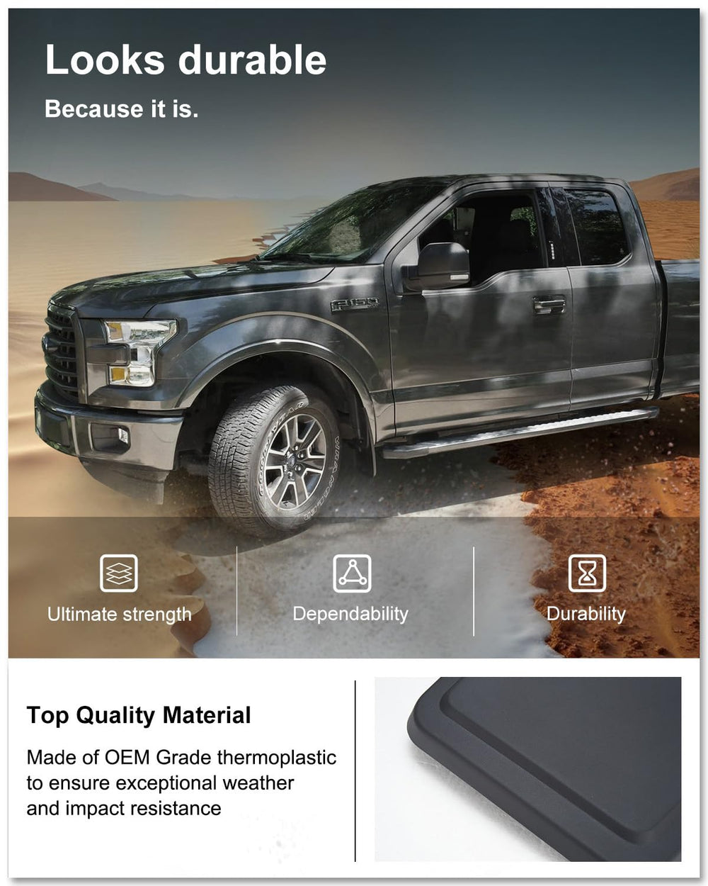 Kiwi Master mud flaps matte finish close-up blends with factory styling