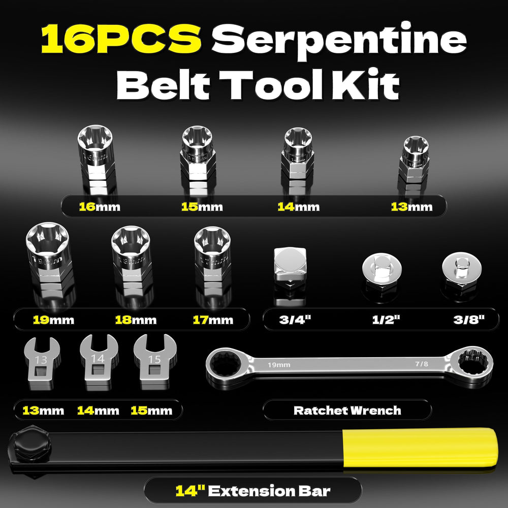 KJE 14-17inch extension bar extends reach to hard-to-access pulleys for precise installations.