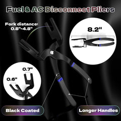 Six clamp removers and seven fuel line tools arranged for precise disconnects.