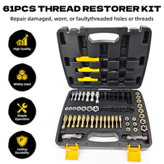 KJE 61Pcs taps and dies collection highlighting quick thread restoration.