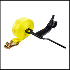 Close-up of spool on KJE winder highlights durable steel and smooth rotation during use.