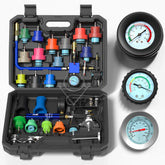 KJE coolant pressure tester kit case showing organized storage for quick access