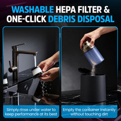 Klaasen vacuum with washable HEPA filter for easy upkeep