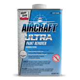 KLEAN-STRIP Aircraft Ultra bottle pour demonstrates rapid paint removal on metal surfaces