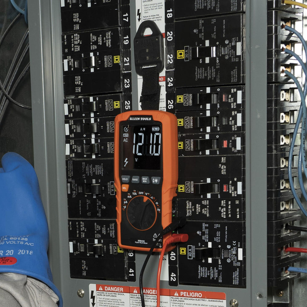 Klein Tools MM450 includes carrying case and accessories for ready testing.