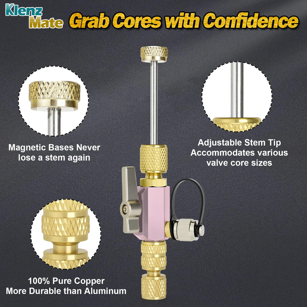 Magnetic cap design keeps core in place during service.
