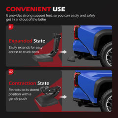 KLN rear bed step installed on bumper tailgate of Toyota Tacoma