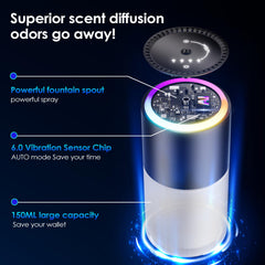 Klomsuw smart diffuser with RGB light enhances cabin ambiance on demand.