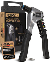 KLRS rivet gun kit in use, enabling precise rivet installation on metal.