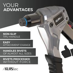 KLRS durable steel body stands up to tough rivet work.