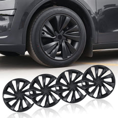 Klutchtech Model Y 19-inch crossflow wheel cover front view enhances style and aerodynamics.