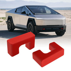Klutchtech tow hook cover for Tesla Cybertruck front view with seamless fit and red finish.