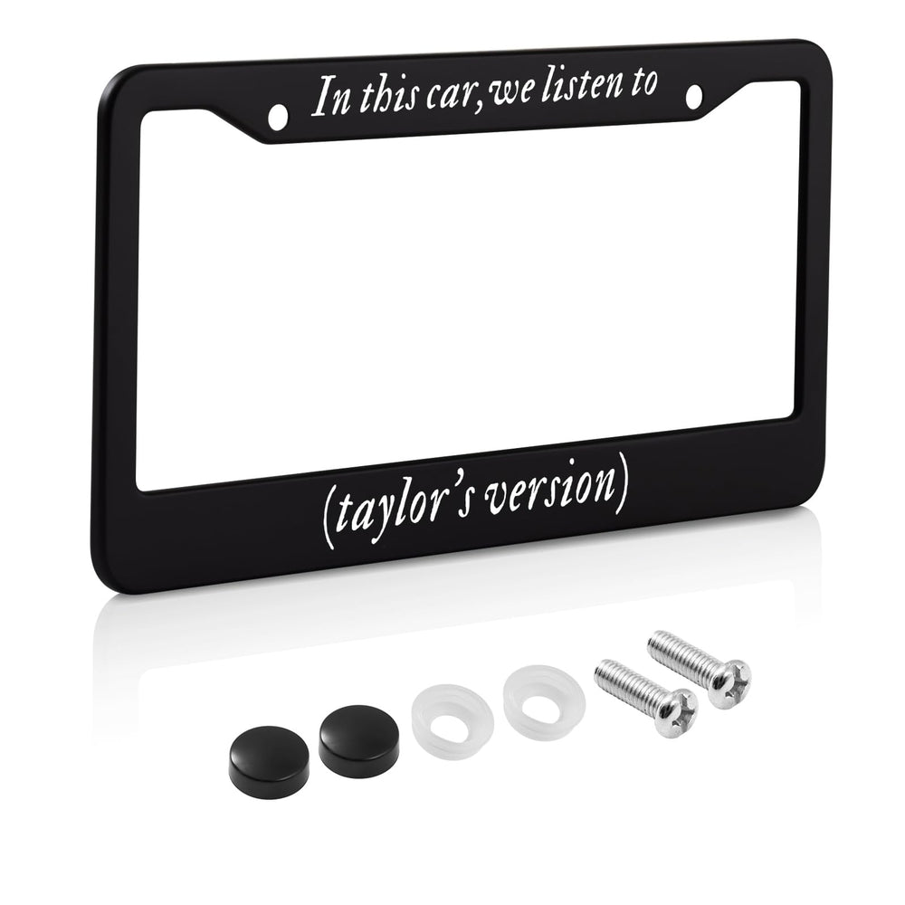 KMCEUFB license plate frame car decor in black metal for durable style.
