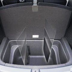 KMMOTORS Sub Trunk Divider close-up of mesh pocket storage