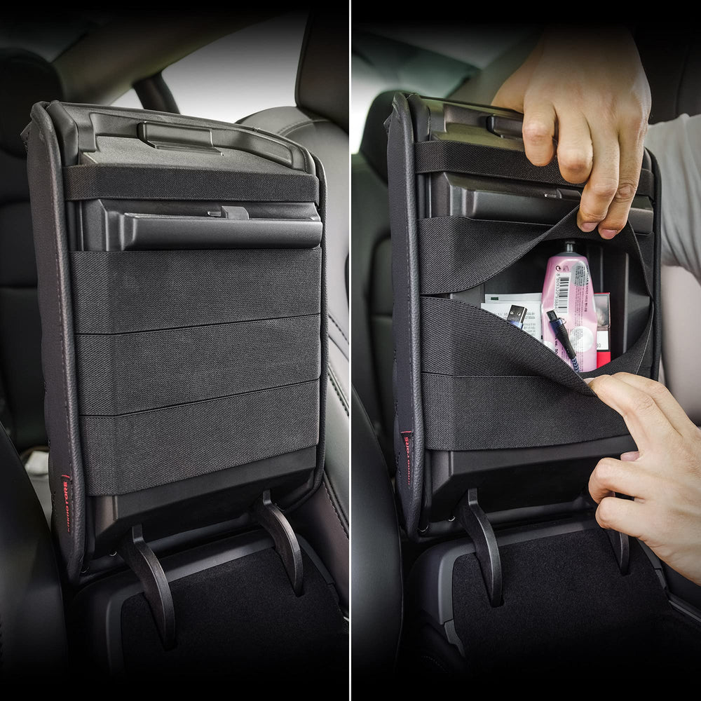 KMMOTORS vegan leather armrest cushion adds comfort on long drives.